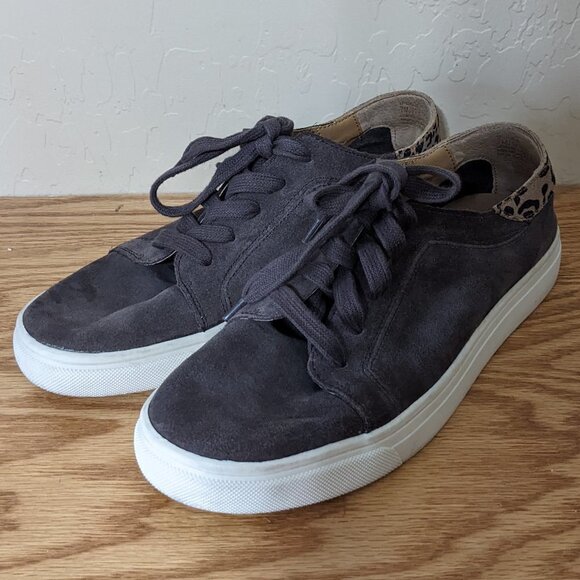 Lucky Brand Loucia Suede Sneaker, Gray and Leopard Print - Picture 2 of 6